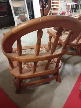 Coppia poltrone in legno con tessuto