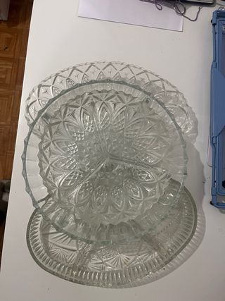 Plato cristal tallado vintage 3 divisiones