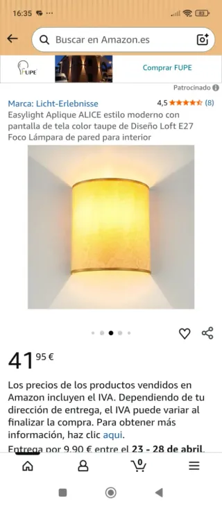 Aplique ALICE pantalla tela beige/dorado