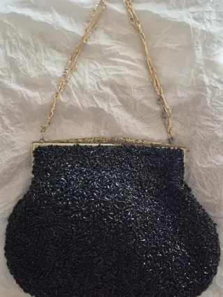 Pochette anni '60 con paillettes nere