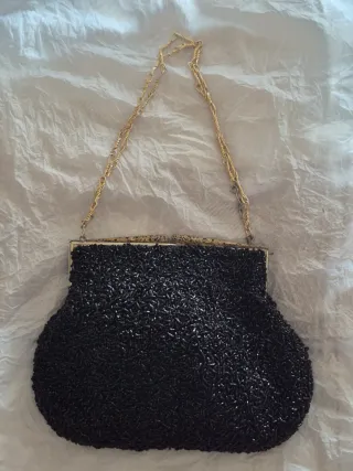 Pochette anni '60 con paillettes nere