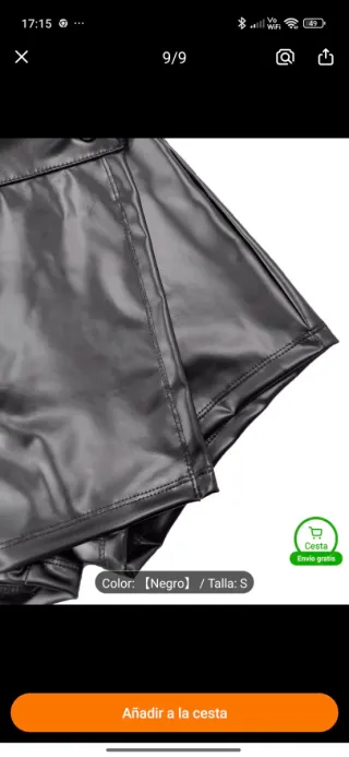 Falda pantalón polipiel negra nueva talla S