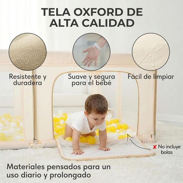 PARQUE INFANTIL PLEGABLE BEBE+ALFOMBRA 130cm BEIG
