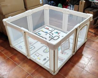 PARQUE INFANTIL PLEGABLE BEBE+ALFOMBRA 130cm BEIG