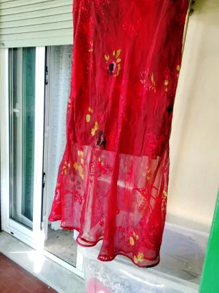 Gonna lunga fantasia floreale rossa " nuova "