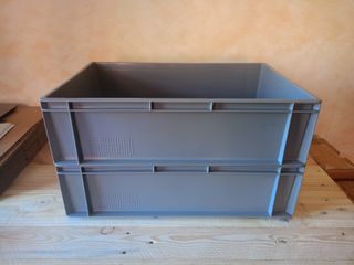 2 Cajas de plastico Eurocontenedor Gris 60x40x17cm