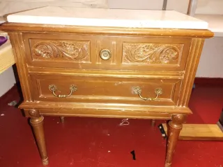 2 Mesitas de noche madera y mármol para restaurar
