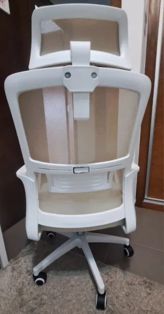 Silla de Oficina Beliani Monarch Blanca/Beige