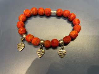 Braccialetto Pietra Lavica Ciondoli Cuore