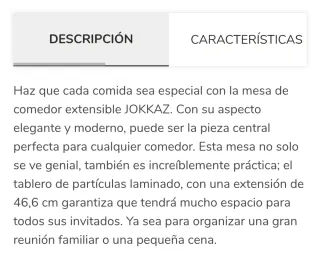 Mesa Comedor Extensible Jokkaz Madera y Metal