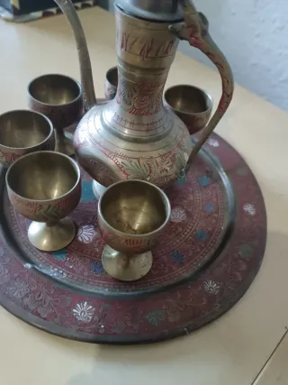 Set antigüedades: joyero, cafetera y copas