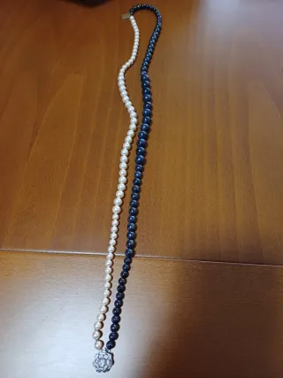 Lote 6 collares perlas negras y doradas