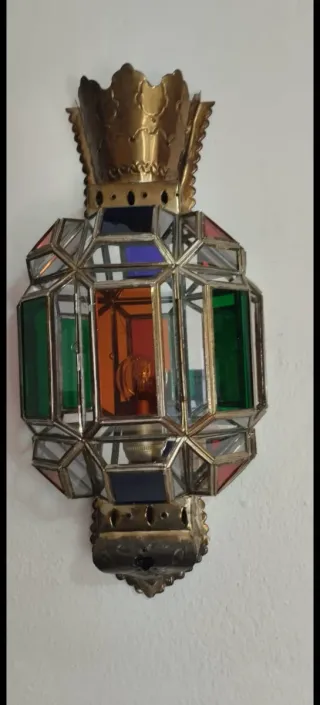 Farol Granadino Multicolor Metal Vidrio
