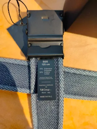 Cintura uomo tela grigia fibbia nera