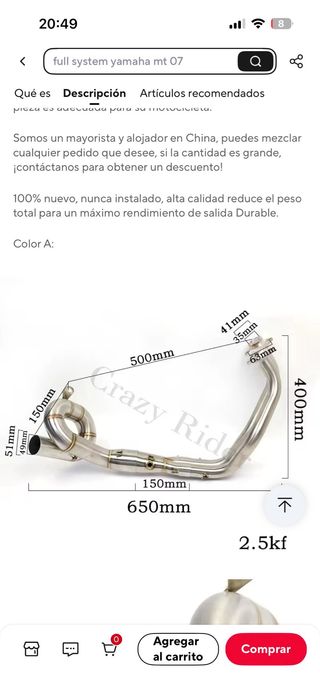 Sistema de escape Yamaha