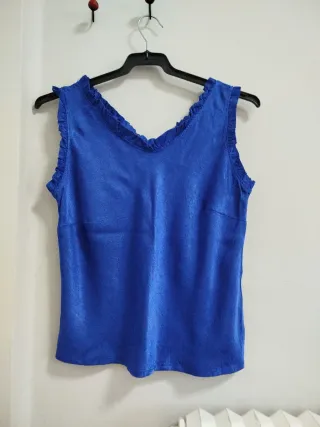 Blusa sin mangas azul talla L