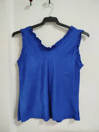 Blusa sin mangas azul talla L