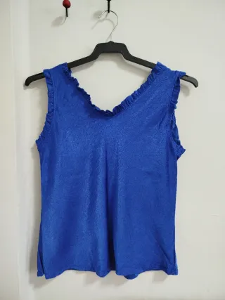 Blusa sin mangas azul talla L