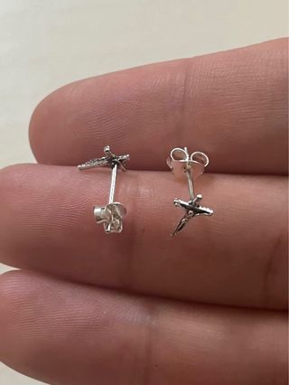 Pendientes Cristo Cruz Plata 925