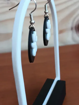Pendientes Huella Mascota Negro y Blanco
