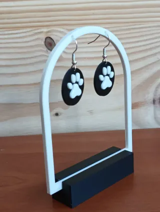 Pendientes Huella Mascota Negro y Blanco