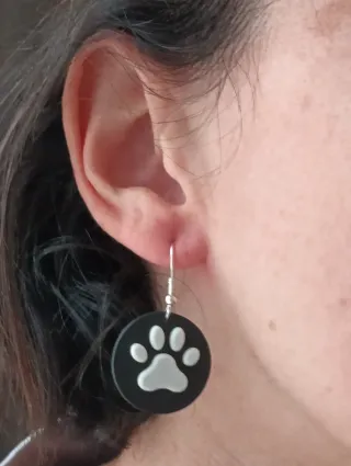 Pendientes Huella Mascota Negro y Blanco