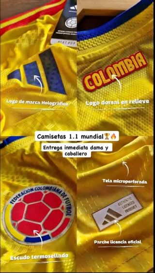 Camiseta  jugador  España y Colombia Tall S a XXL