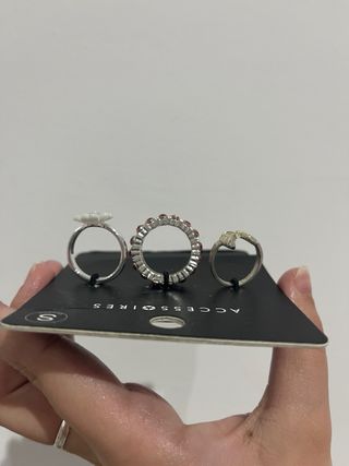 Pack 3 Anillos Rosa Blanco Plateados New yorker S