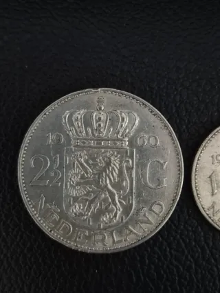 Holanda 2 Gulden 1960 y 1 Gulden 1957 Plata
