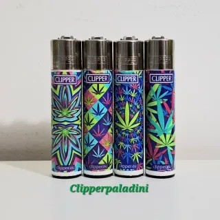4 Accendini Clipper con fantasia erba