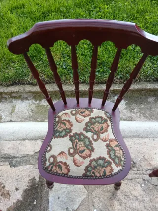 3 Vecchie Sedie in Legno Imbottito