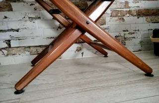 Antigua Silla Director Madera y Tela Beige