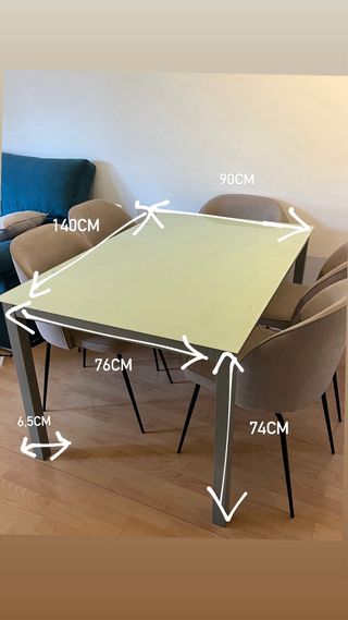 Mesa Comedor Cristal y Metal