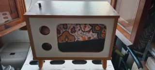 Rascador para gatos con túnel y casa