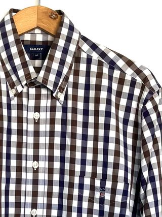 Camisa GANT cuadros azul y marrón Talla M