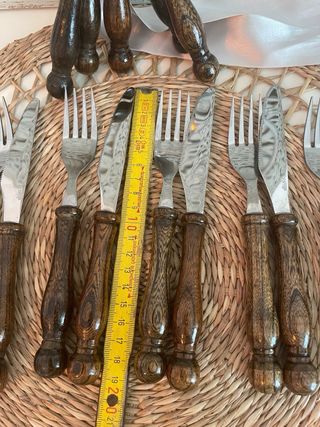 Set cubiertos Alemanes madera. Acero inox