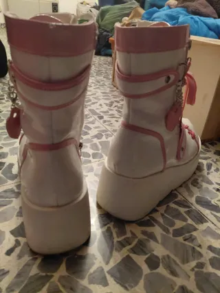 Botas Kawaii Plataforma Rosa y Blanco