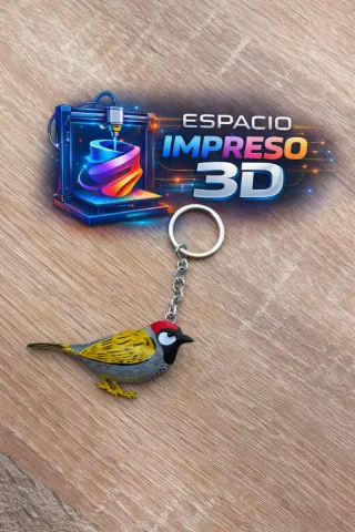Llavero pájaro jilgueros y gorrión común