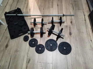 BARRA Y PESAS VARIAS