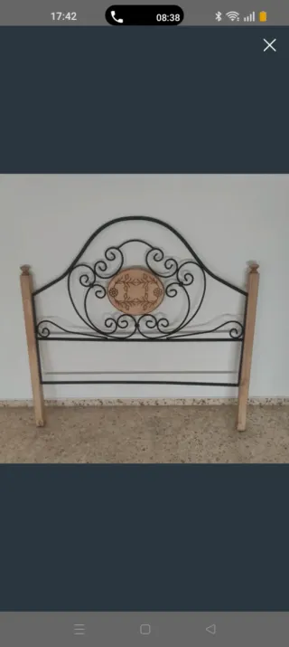 Cabecero de cama metal y madera