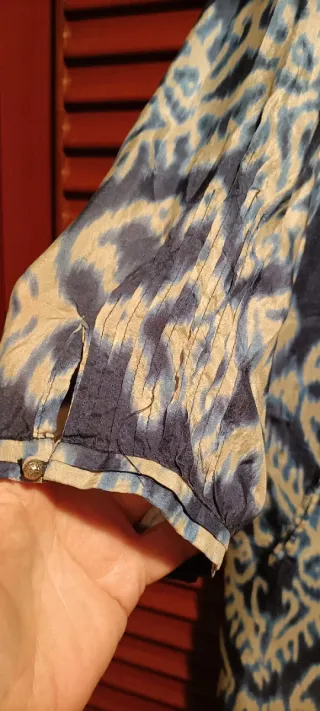 Blusón azul y blanco seda