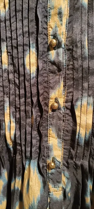 Blusón azul y blanco seda