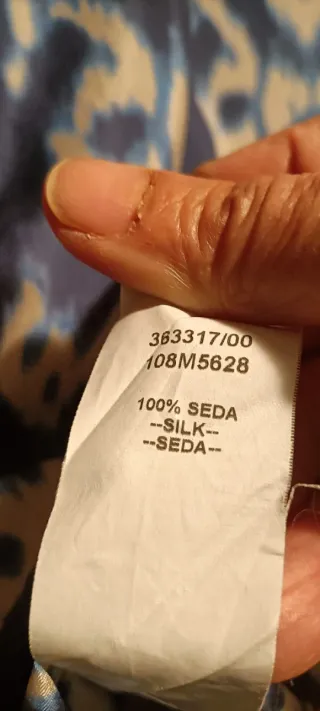 Blusón azul y blanco seda