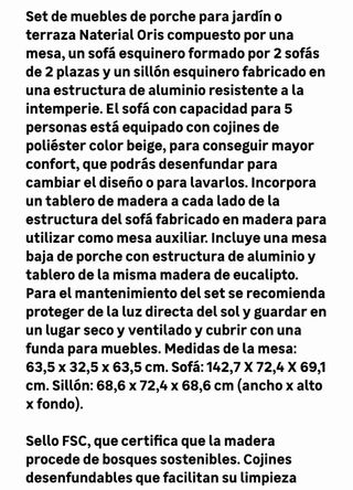 Conjunto Terraza Naterial Oris