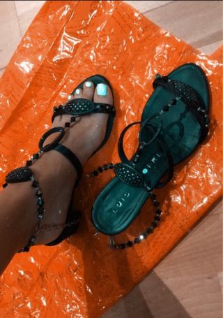 Sandalias Luis Onofre Negras Adornadas