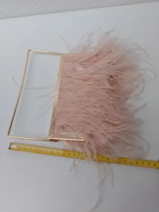 Bolso Clutch Plumas Salmón Dorado