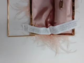 Bolso Clutch Plumas Salmón Dorado