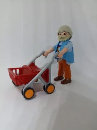 Playmobil abuelo con carrito de la compra