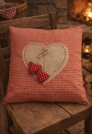 NUEVO Paralume e cuscino rosso Vichy