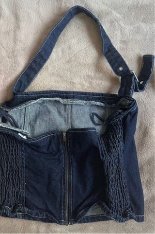 Top vaquero estilo corsé azul